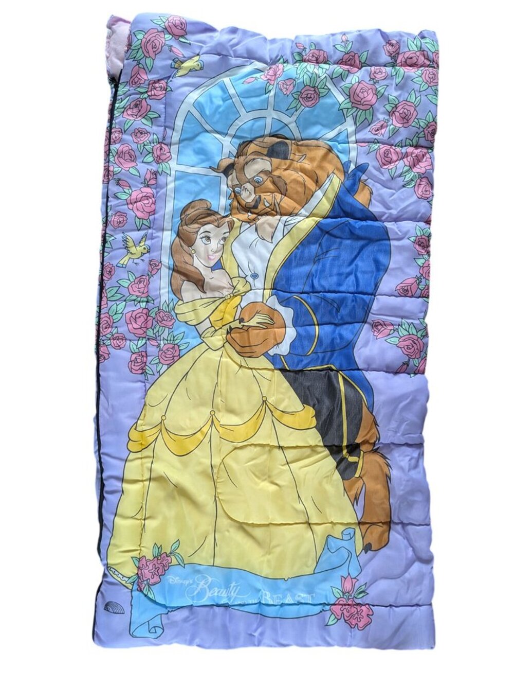 Vintage 90s Disney Beauty and the Beast Kids Sleeping Bag Retro Belle Princess - Picture 4 of 13